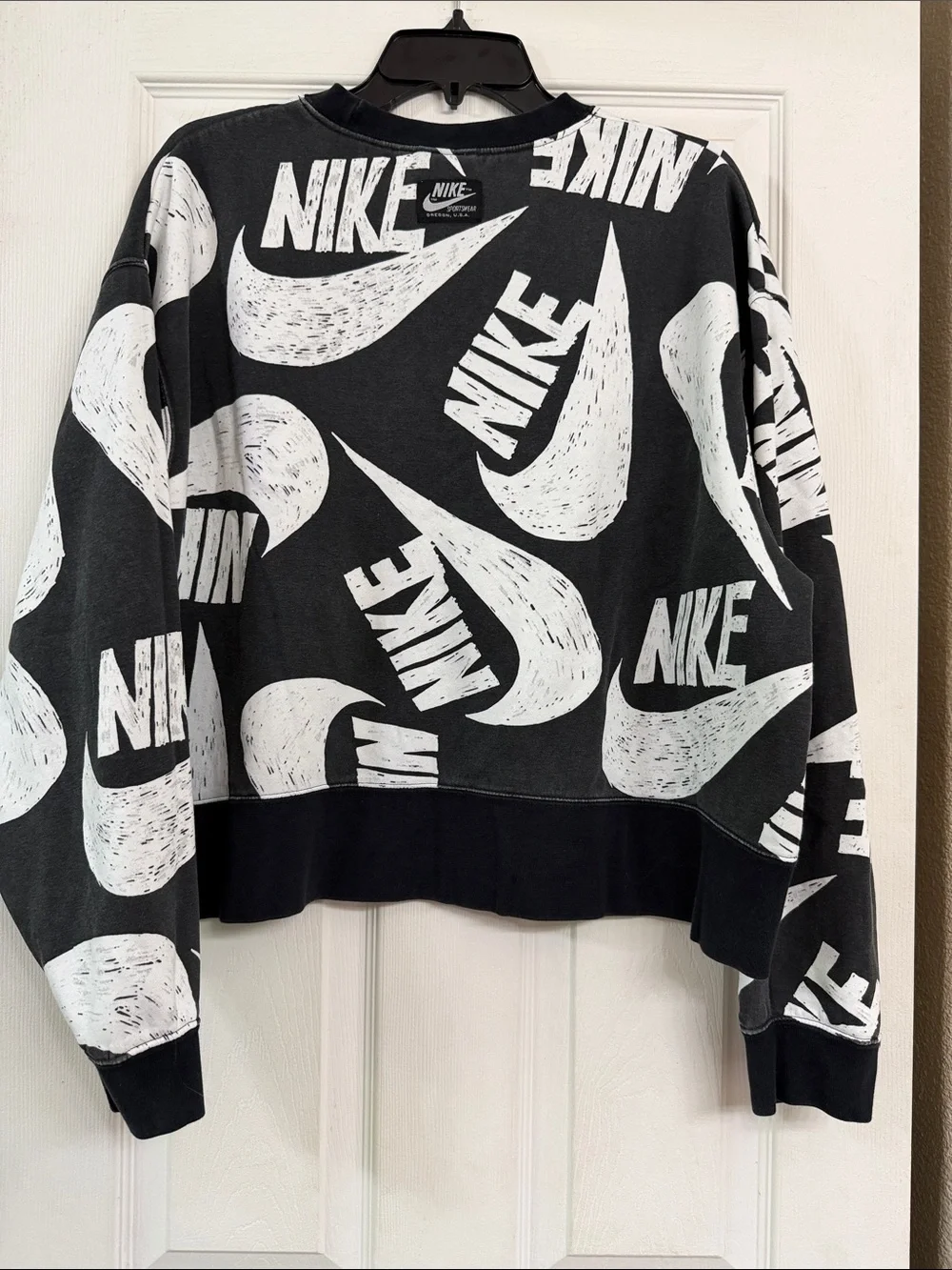 Nike Black Crewneck Sweatshirt with White Allover Logo